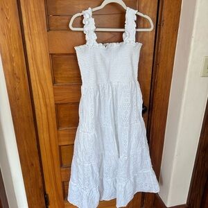 Quince White Eyelet Smocked Sundress